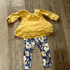Mustard yellow and navy outfit